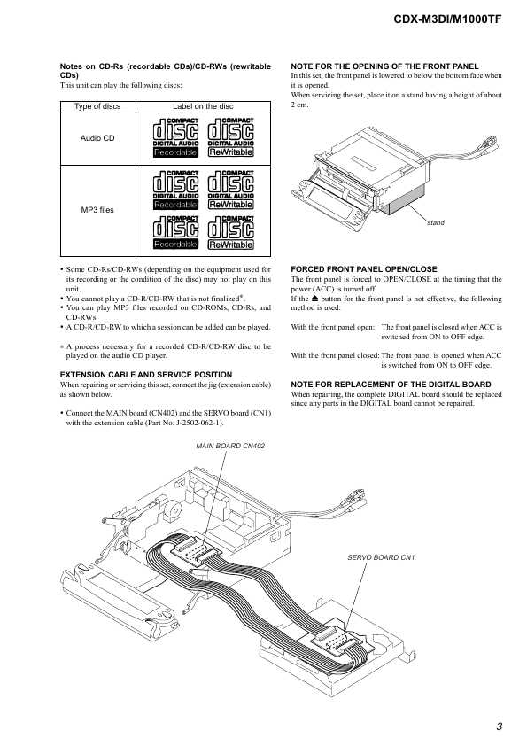 Сервисная инструкция Sony CDX-M3DI, CDX-M1000TF