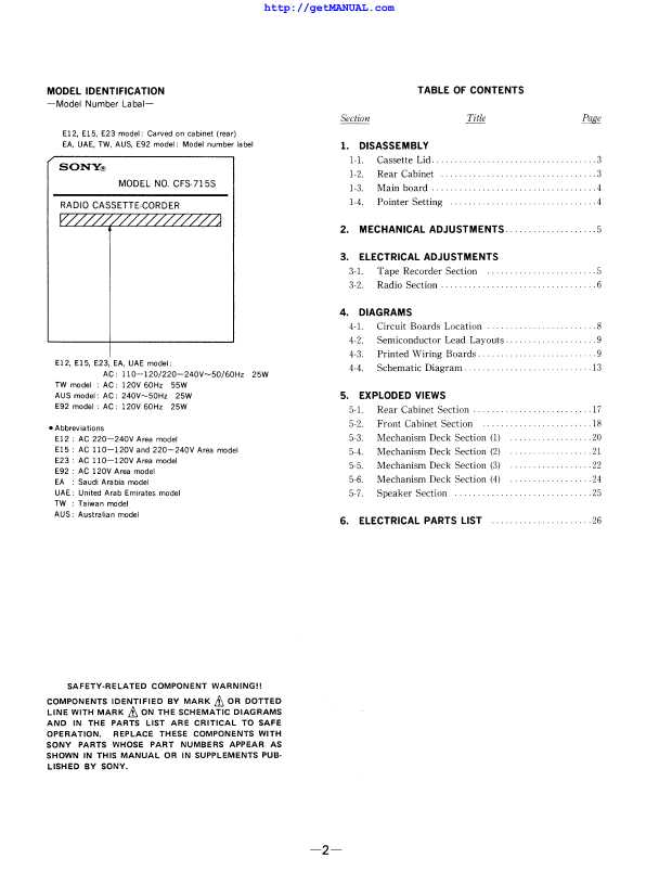 Сервисная инструкция Sony CFS-715S
