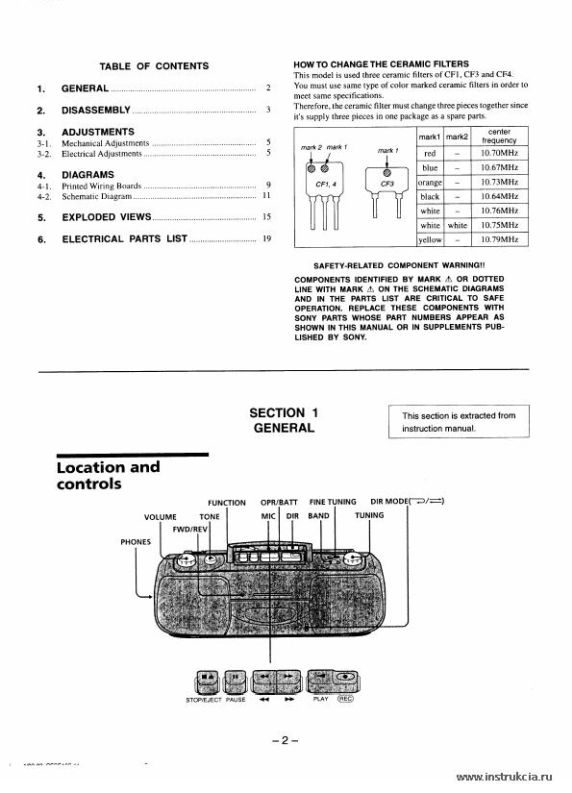 Сервисная инструкция SONY CFS-E16S