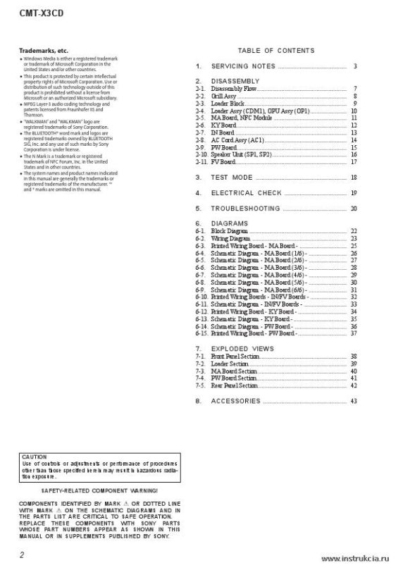 Сервисная инструкция SONY CMT-X3CD