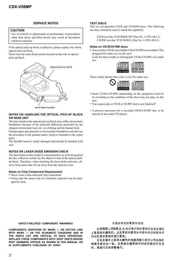 Сервисная инструкция Sony CSX-V58MP