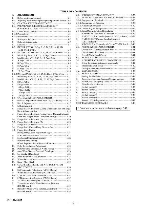 Сервисная инструкция Sony DCR-DVD301 (ADJ, Настройка и регулировка)