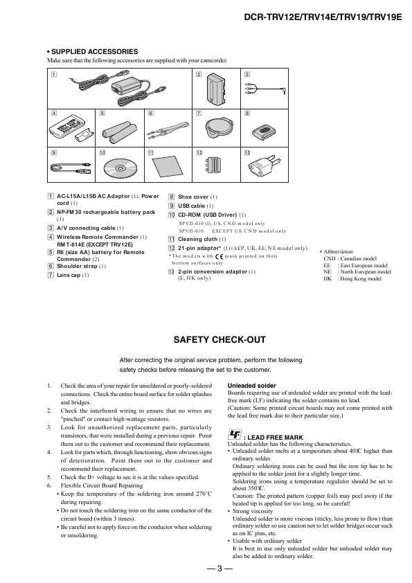 Сервисная инструкция Sony DCR-TRV12E, DCR-TRV14E, DCR-TRV19, DCR-TRV19E Level2