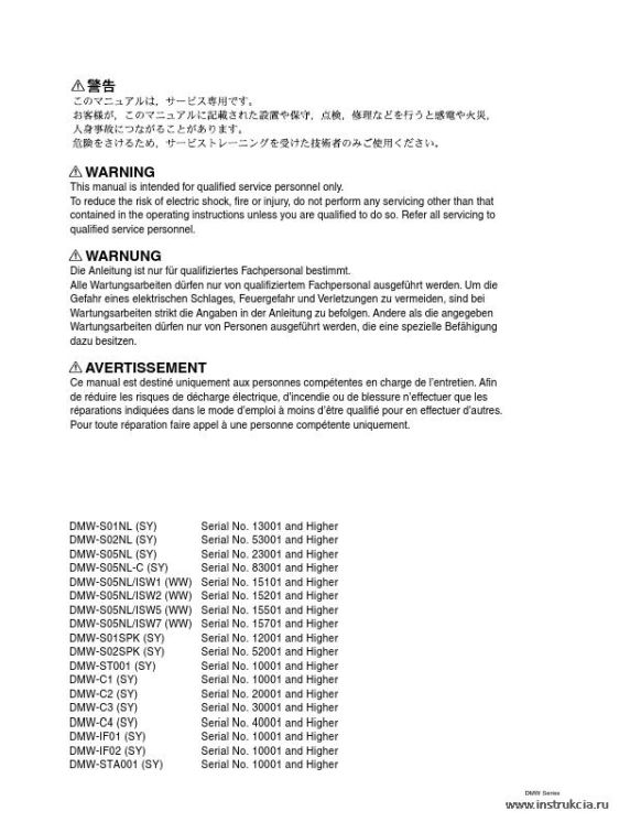 Сервисная инструкция SONY DMW-S01NL, MM VOL.1, 2ND, ED, REV.1