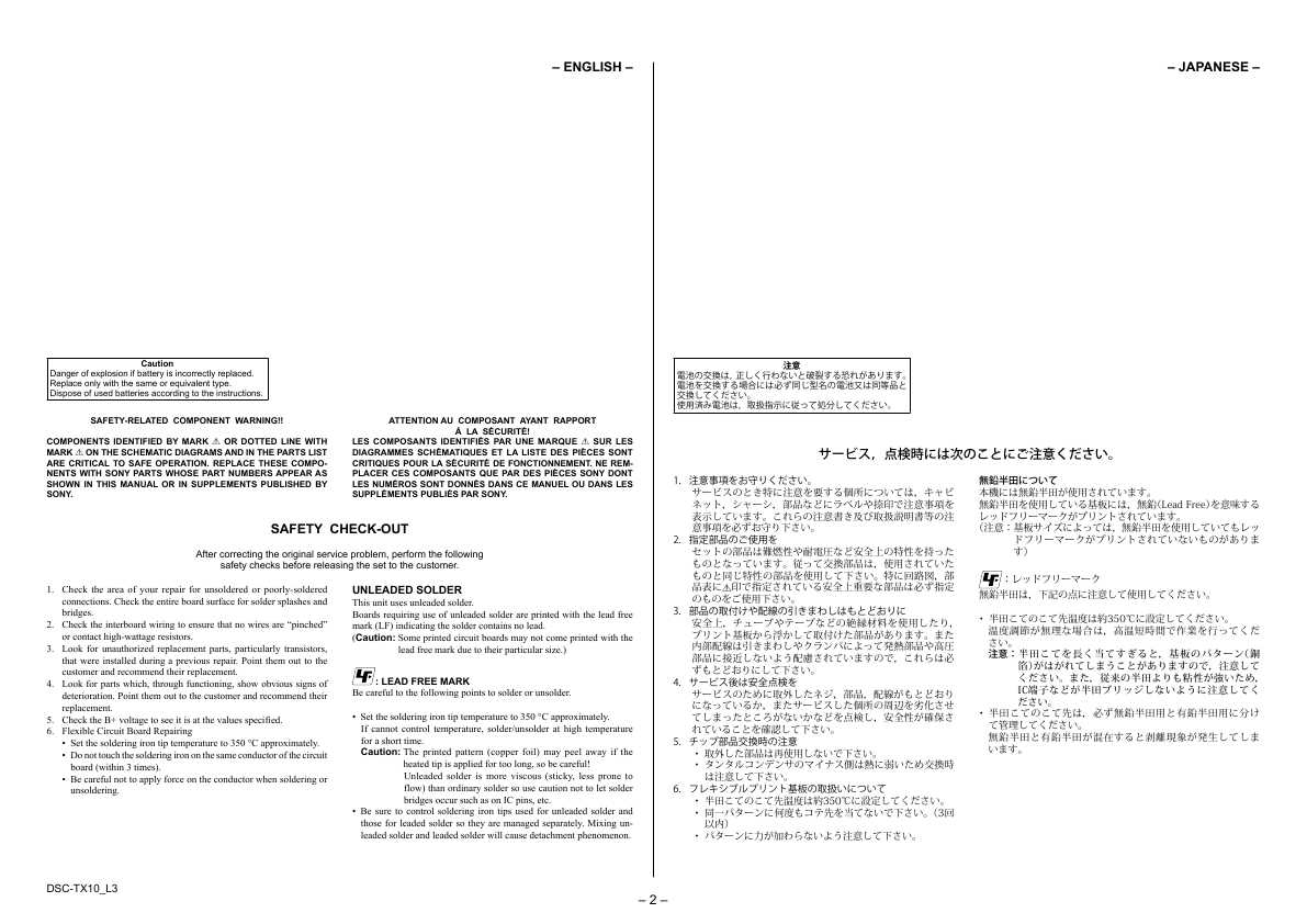 Сервисная инструкция Sony DSC-TX10 LVL3