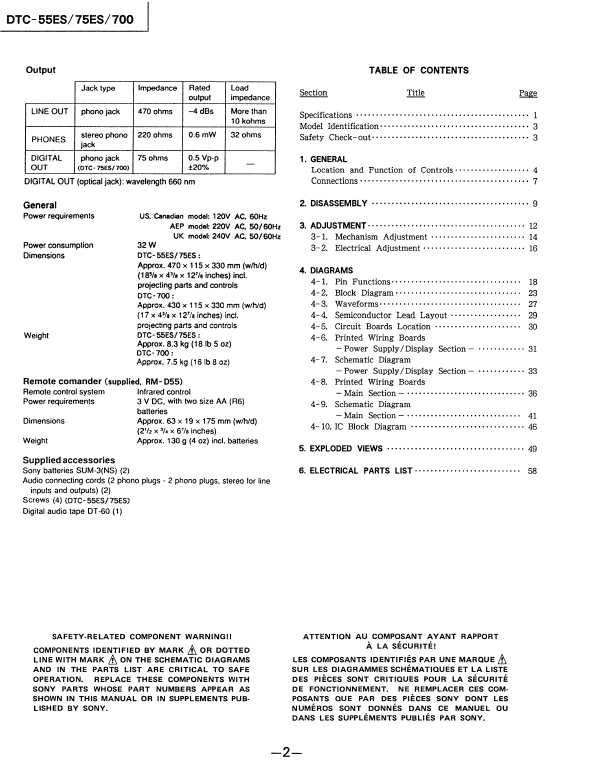 Сервисная инструкция Sony DTC-55ES, DTC-75ES, DTC-700