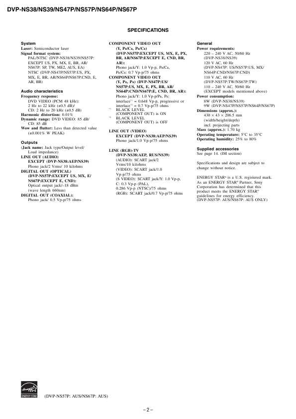 Сервисная инструкция Sony DVP-NS38, DVP-NS39, DVP-NS47P, DVP-NS57P, DVP-NS64P, DVP-NS67P