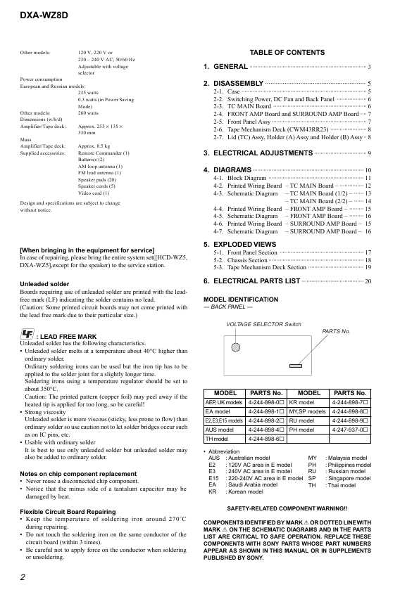 Сервисная инструкция Sony DXA-WZ8D