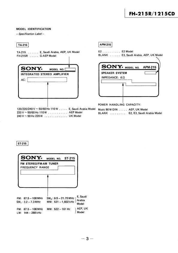 Сервисная инструкция Sony FH-215, FH-1215CD