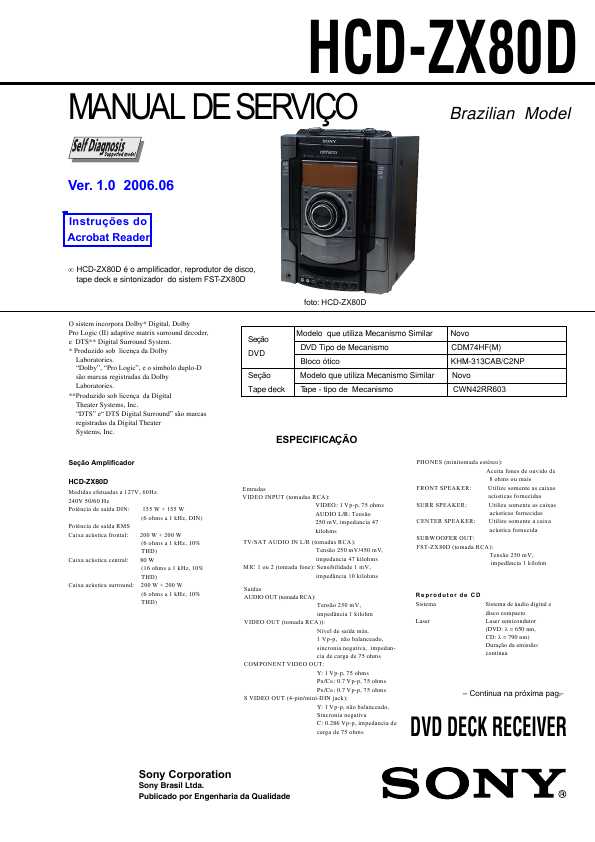 Сервисная инструкция Sony FST-ZX80D, HCD-ZX80D