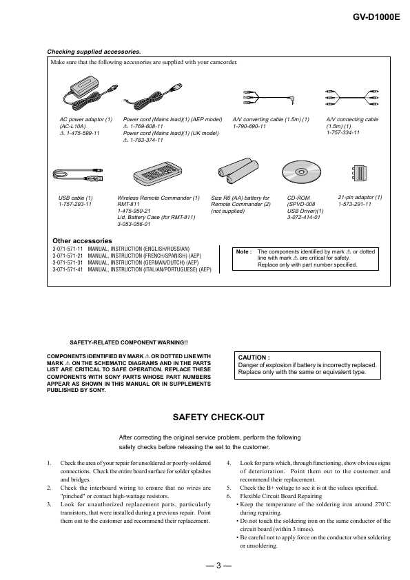 Сервисная инструкция Sony GV-D1000E Level 1