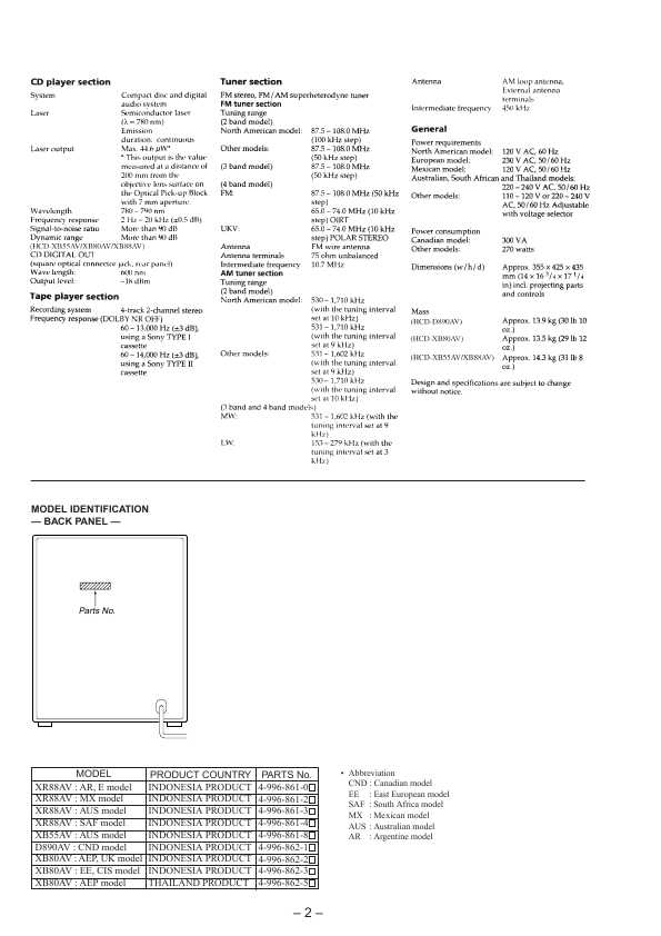 Сервисная инструкция Sony HCD-D890AV, HCD-XB55AV, HCD-XB80AV, HCD-XB88AV (LBT-D890AV, LBT-XB55AV/XB80AV/XB88AV)