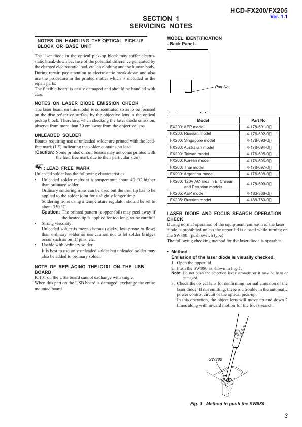 Сервисная инструкция Sony HCD-FX200, HCD-FX205