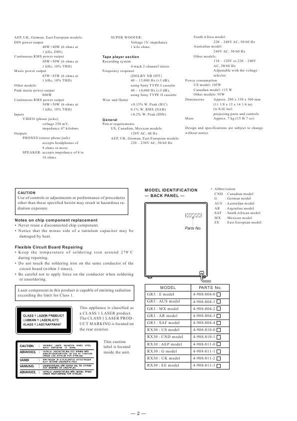 Сервисная инструкция Sony HCD-GR3, HCD-RX30