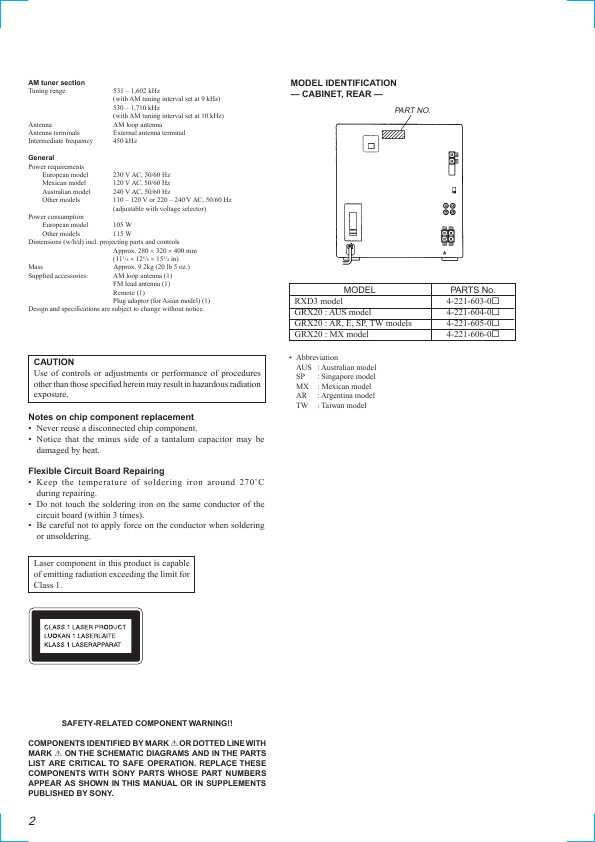 Сервисная инструкция Sony HCD-GRX20, HCD-RXD3 (MHC-GRX20/RXD3)