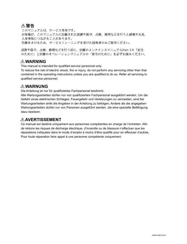 Сервисная инструкция Sony HDW-F900 VOL.1 PART2