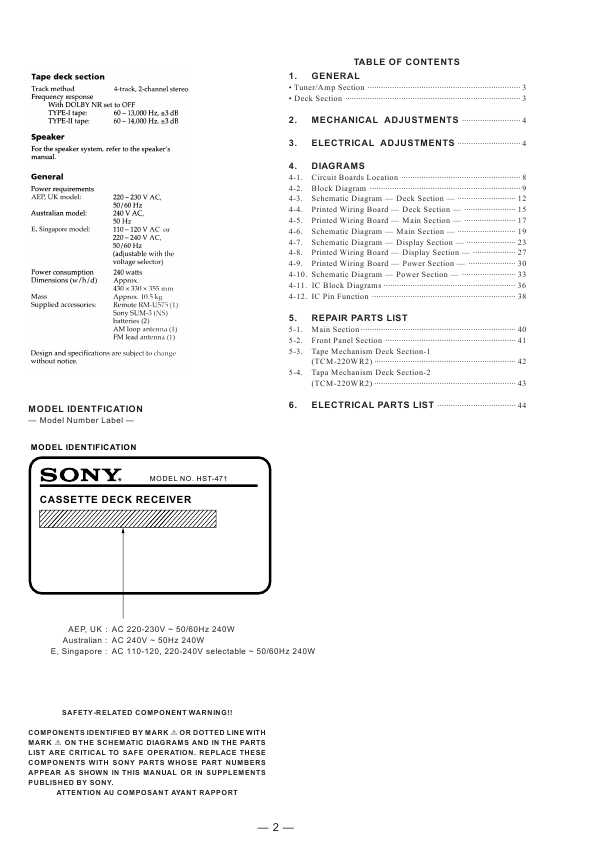 Сервисная инструкция Sony HST-471