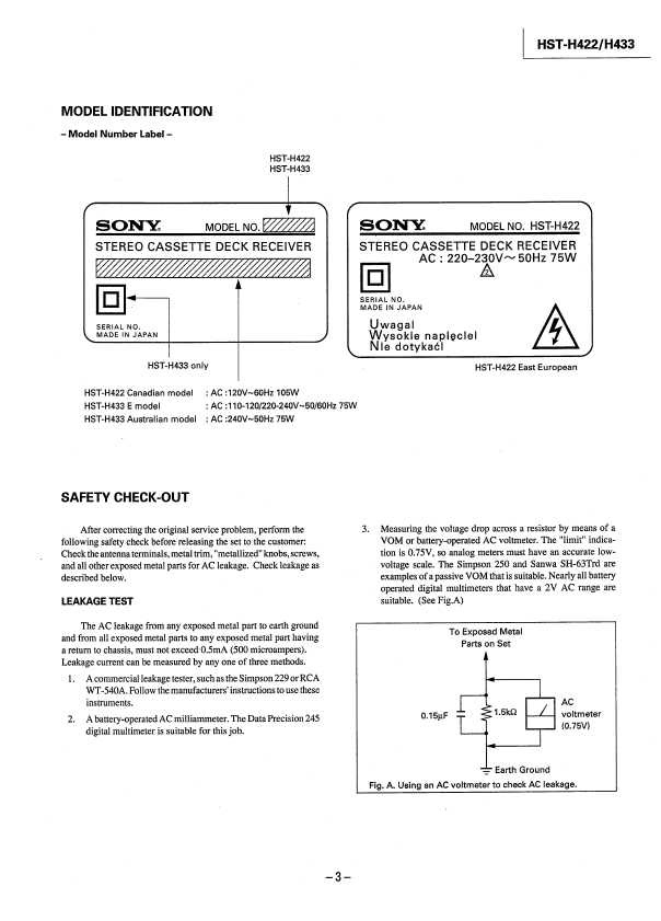 Сервисная инструкция Sony HST-H422, HST-H433