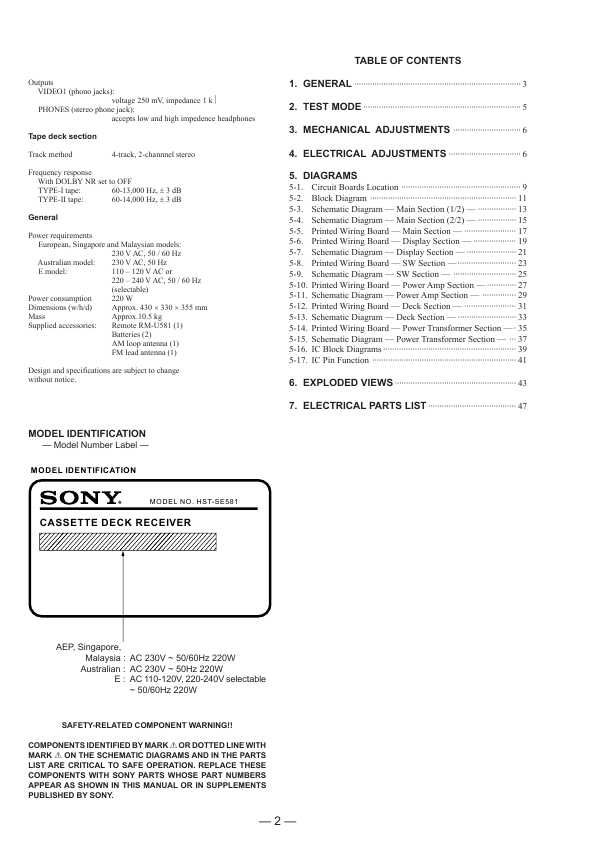Сервисная инструкция Sony HST-SE581 (SEN-T481)