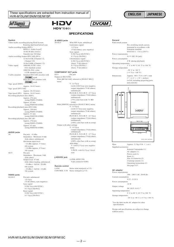 Сервисная инструкция Sony HVR-M15E, HVR-M15P, HVR-M15U