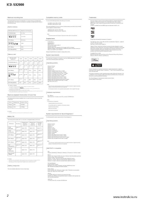 Сервисная инструкция SONY ICD-SX2000