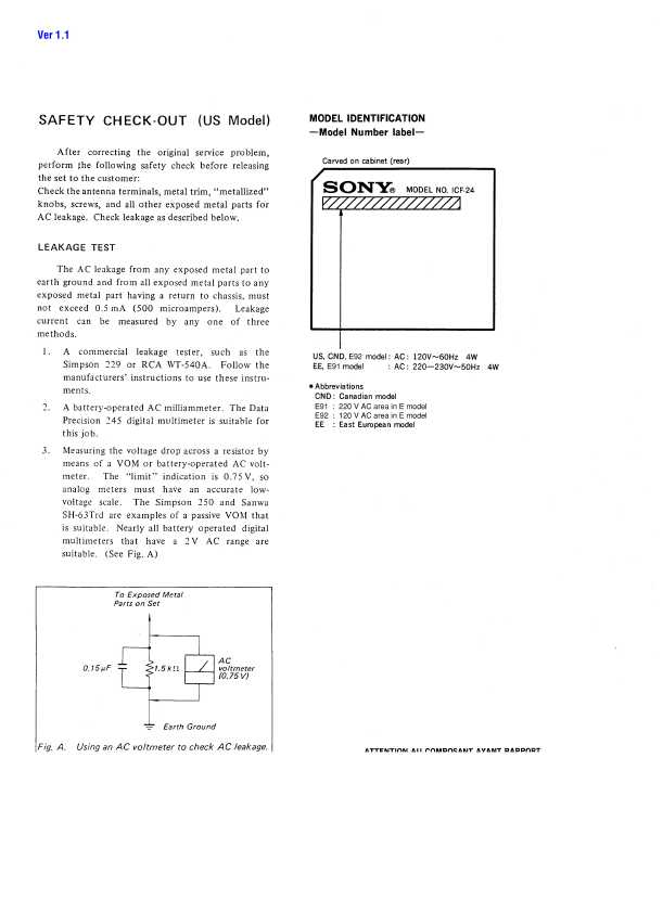 Сервисная инструкция Sony ICF-24