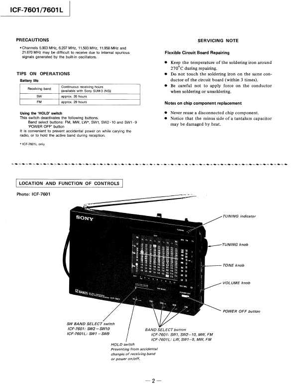Сервисная инструкция Sony ICF-7601