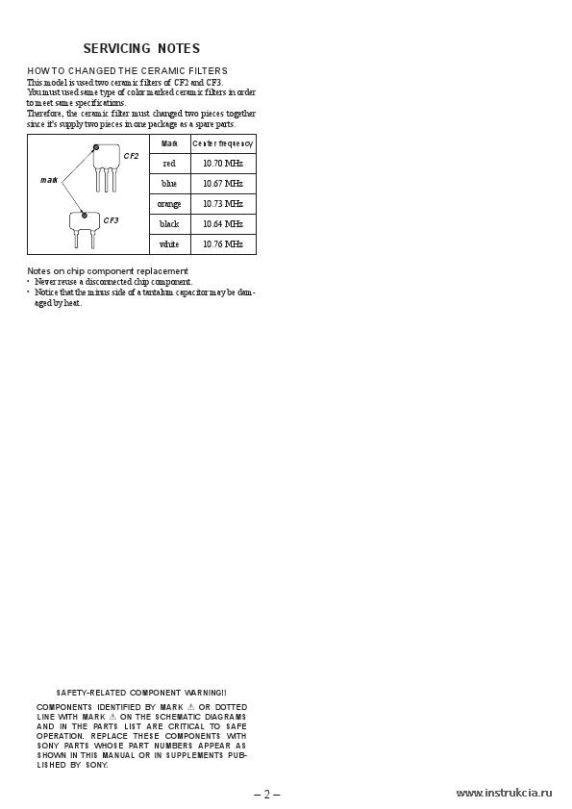 Сервисная инструкция SONY ICF-C290