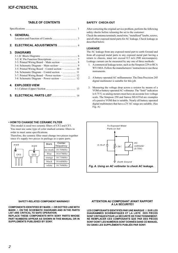 Сервисная инструкция Sony ICF-C763, ICF-C763L