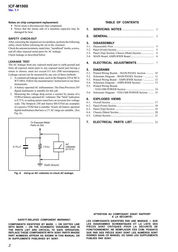 Сервисная инструкция Sony ICF-M1000