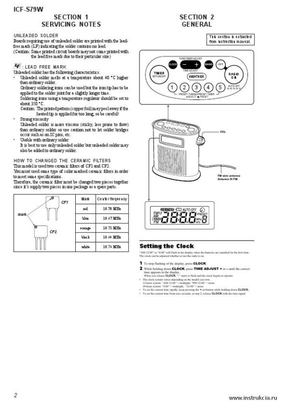 Сервисная инструкция SONY ICF-S79W