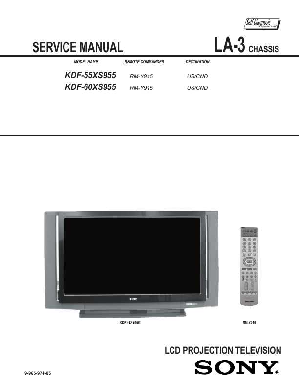 Сервисная инструкция Sony KDF-55XS955, KDF-60XS955, LA-3 chassis