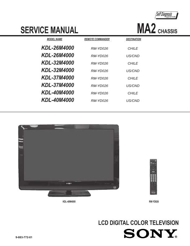 Сервисная инструкция Sony KDL-26M4000, KDL-32M4000, KDL-37M4000, KDL-40M4000 MA2