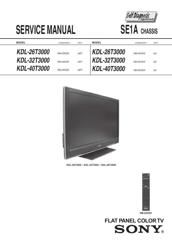 Сервисная инструкция Sony KDL-26T3000, KDL-32T3000, KDL-40T3000