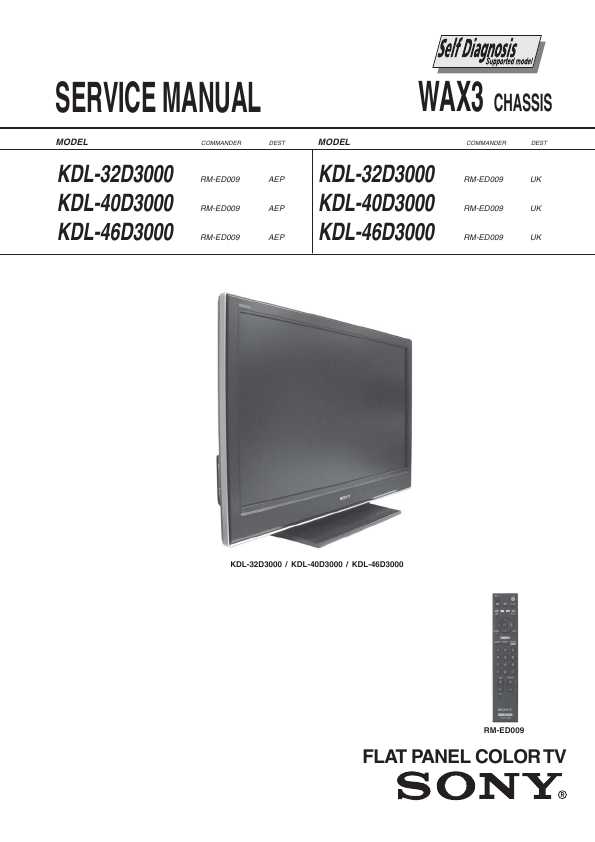 Сервисная инструкция Sony KDL-32D3000, KDL-40D3000, KDL-46D3000