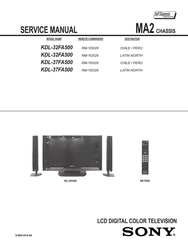 Сервисная инструкция Sony KDL-32FA500, KDL-37FA500 MA2