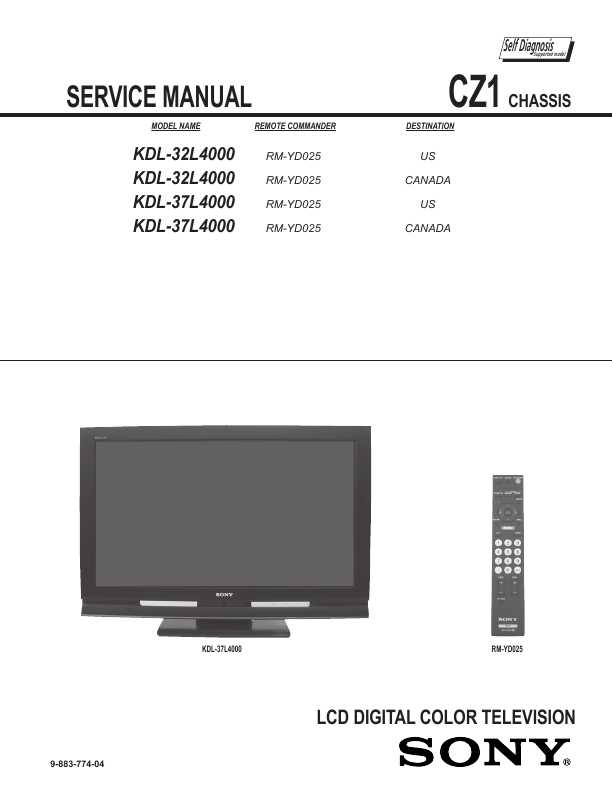 Сервисная инструкция Sony KDL-32L4000, KDL-37L4000