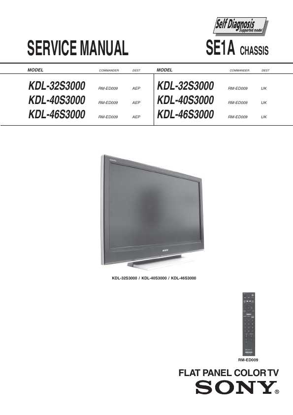 Сервисная инструкция Sony KDL-32S3000, KDL-40S3000, KDL-46S3000 SE1A