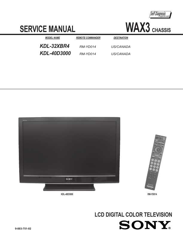 Сервисная инструкция Sony KDL-32XBR4, KDL-40D3000 WAX3
