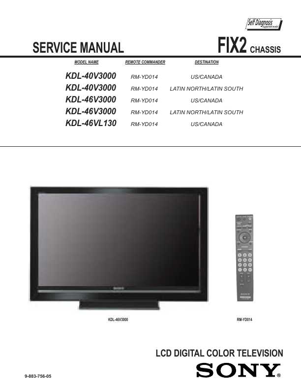 Сервисная инструкция Sony KDL-40V3000, KDL-46V3000, KDL-46VL130, FIX2