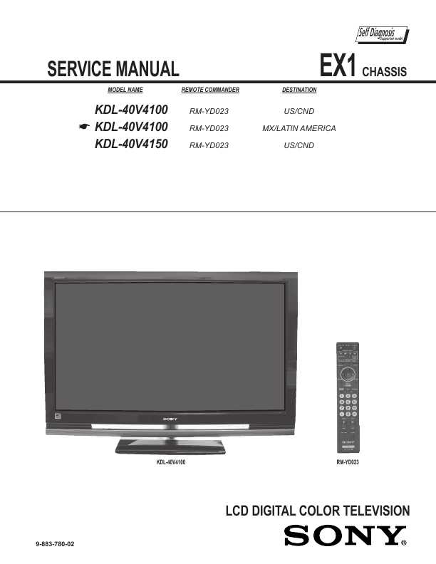 Сервисная инструкция Sony KDL-40V4100, KDL-40V4150