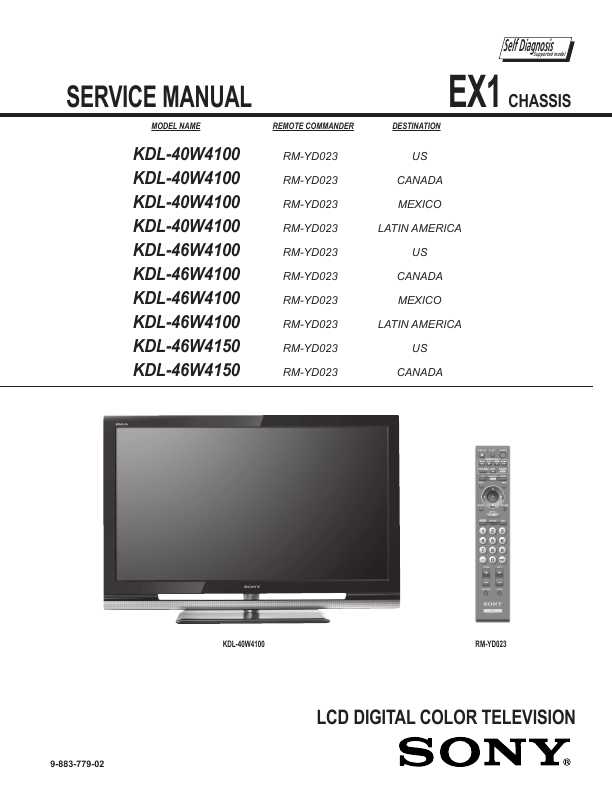 Сервисная инструкция Sony KDL-40W4100, KDL-46W4100