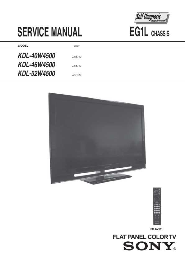 Сервисная инструкция Sony KDL-40W4500, KDL-46W4500, KDL-52W4500, EG1L шасси