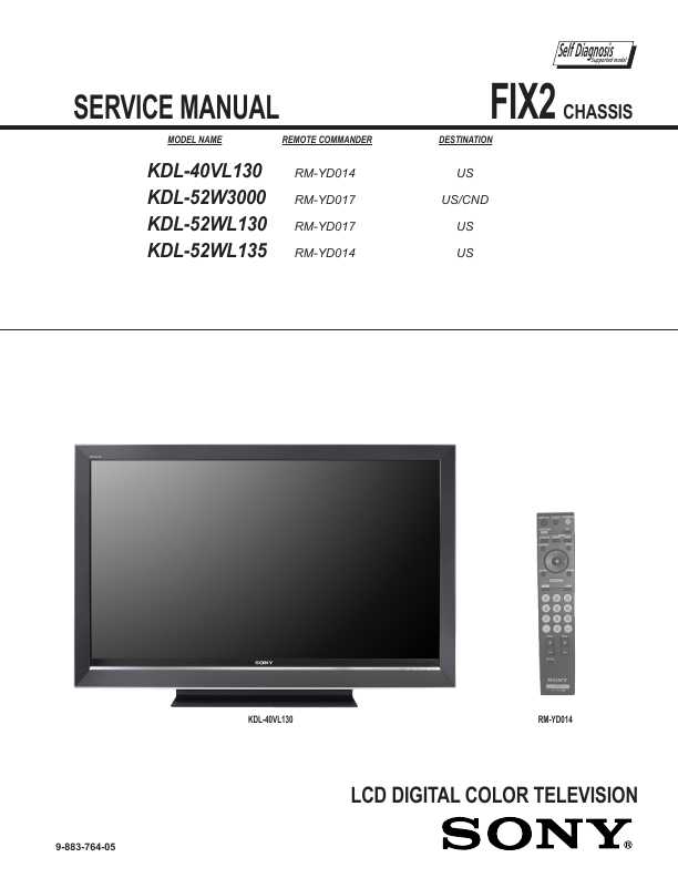 Сервисная инструкция Sony KDL-40WL130, KDL-52W3000, KDL-52WL130, KDL-52WL135 FIX2