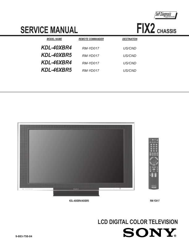 Сервисная инструкция Sony KDL-40XBR4, KDL-40XBR5, KDL-46XBR4, KDL-46XBR5 FIX2