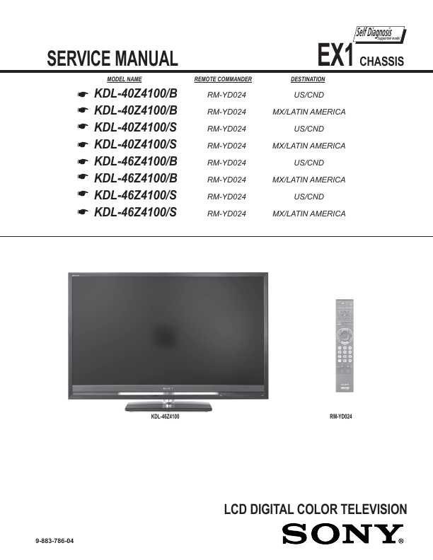 Сервисная инструкция Sony KDL-40Z4100, KDL-46Z4100 EX1