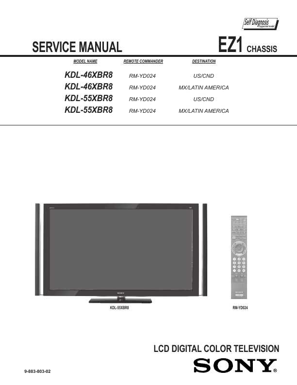 Сервисная инструкция Sony KDL-46XBR8, KDL-55XBR8 EZ1