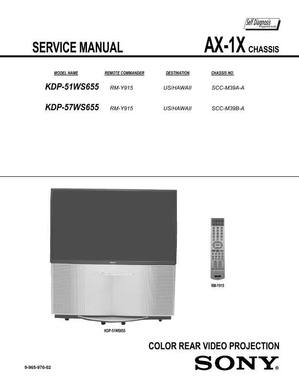 Сервисная инструкция Sony KDP-51WS655, KDL-57WS655, AX-1X