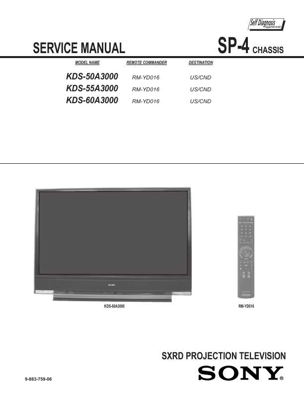 Сервисная инструкция Sony KDS-50A3000, KDS-55A3000, KDS-60A3000 SP-4