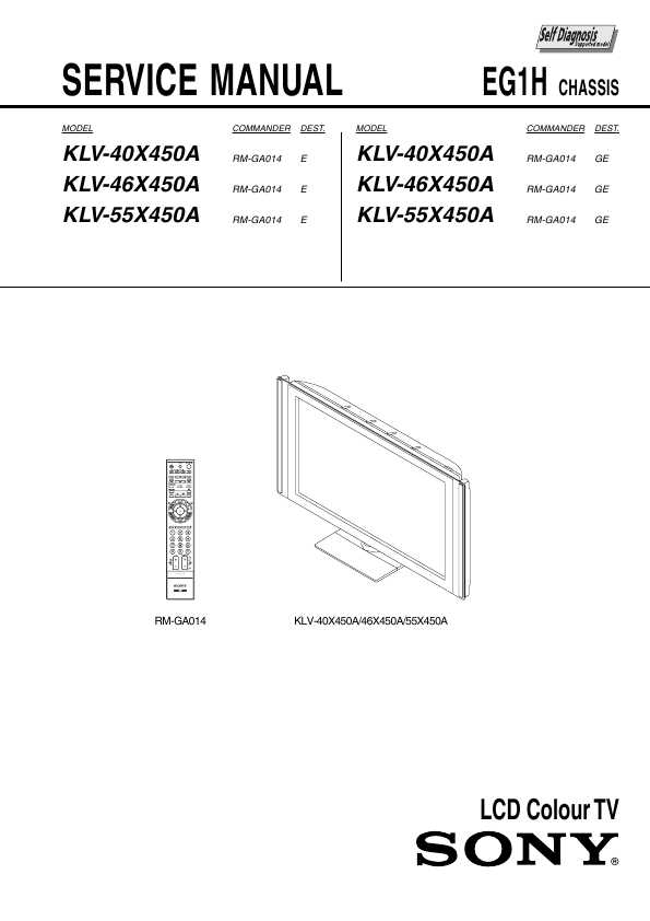Сервисная инструкция Sony KLV-40X450A, KLV-46X450A, KLV-55X450A